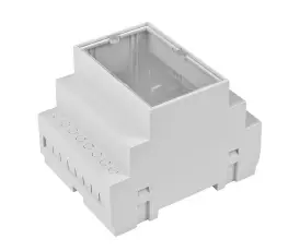 Kapsling f&ouml;r DIN-skena 4 modul med transparent f&ouml;nster @ electrokit