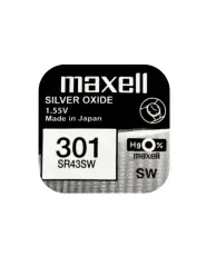 Knappcellsbatteri silveroxid 301 SR43 Maxell @ electrokit