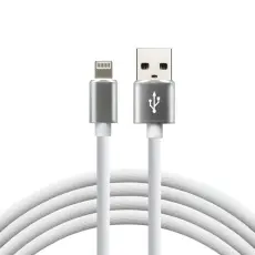 USB-A till Lightning-kabel 1.5m mjuk silikon vit @ electrokit