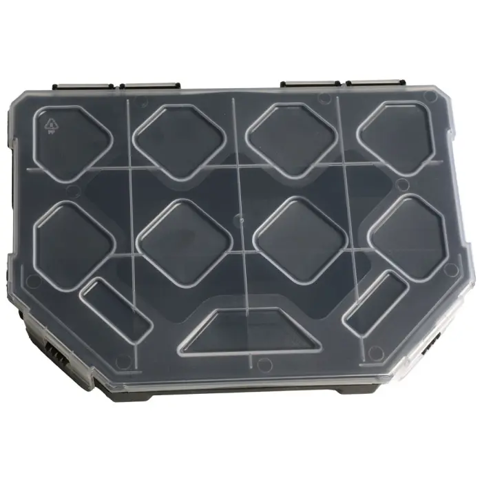 Sortimentlåda 10 fack svart/klar 195x142x40mm @ electrokit (2 av 3)