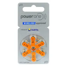 Hörapparatsbatterier 13 Orange Varta Power One 6-pack @ electrokit