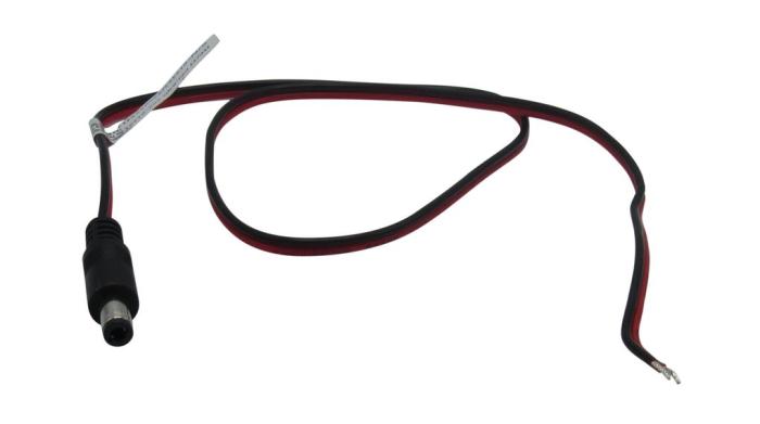 DC cable 2.5/5.5mm male to open end 0.5m black/red @ electrokit (1 of 1)