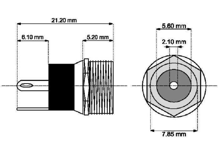 DC-jack 2.1x5.5x9.5mm chassi @ electrokit (2 av 2)