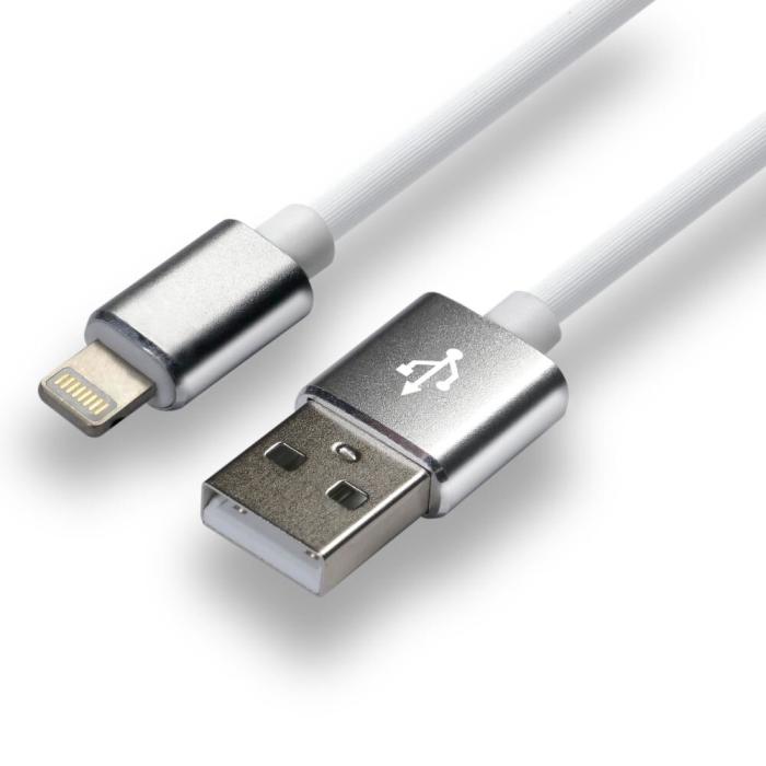 USB-A till Lightning-kabel 1.5m mjuk silikon vit @ electrokit (2 av 3)