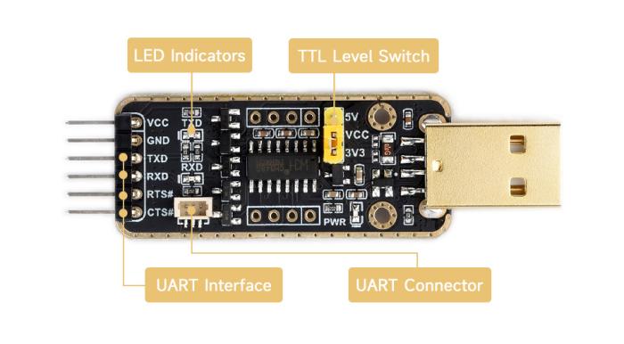 USB-A to UART (TTL) module 3.3/5V 6-pin + Raspberry Pi 5 @ electrokit (6 of 10)