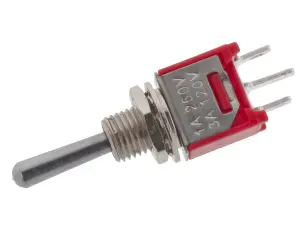 Vippomkopplare sub-miniatyr 1-pol on-off-on lödöron @ electrokit