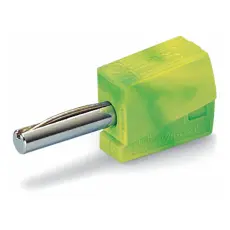 Banankontakt snabb 4mm hane 20A gul/grön @ electrokit