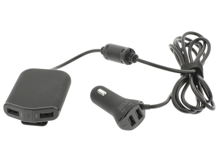 Billaddare 4-Utgångar 9.6 A USB Svart @ electrokit (1 av 2)