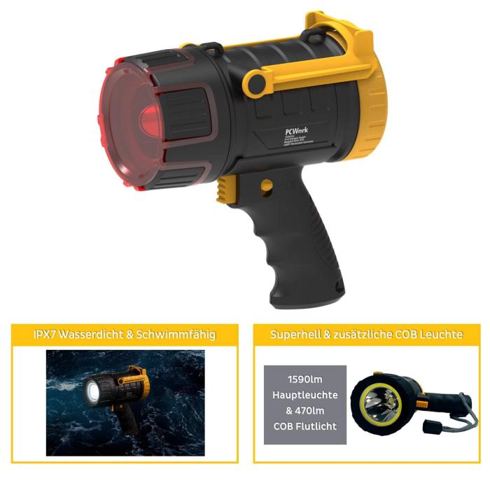 Ficklampa hammer 470 + 1590lm 4400mAh Li-Ion USB-C @ electrokit (11 av 13)