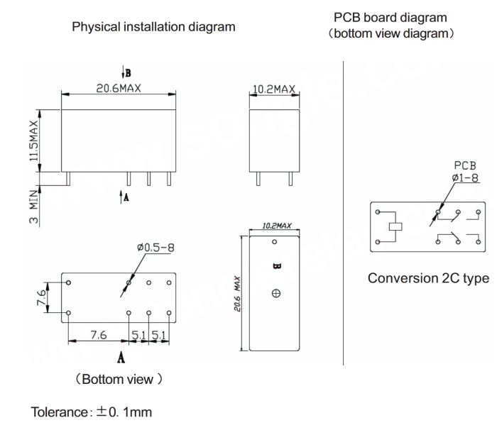Relä SRC-S 12V 2-pol 1A - 120VAC/30VDC NO/NC @ electrokit (2 av 2)