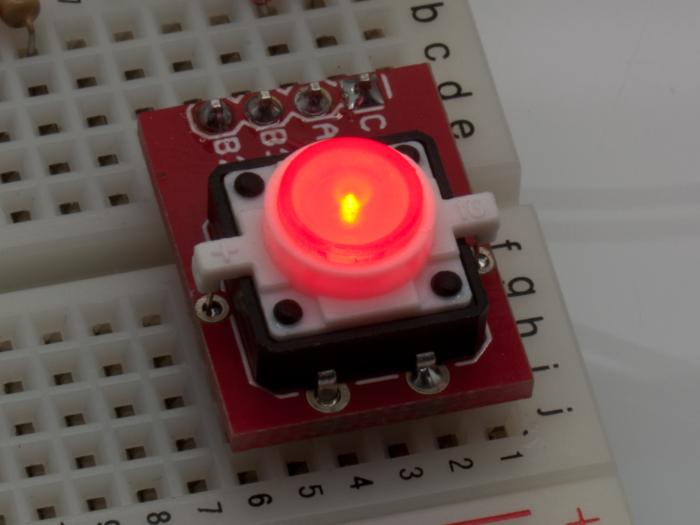 Tactile switch PCB 12x12x7mm w. LED red @ electrokit (2 of 4)