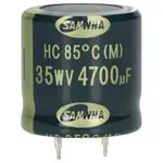 Elektrolytkondensator 4700uF 35V 85C &oslash;22x30mm snap-in 2000h @ electrokit