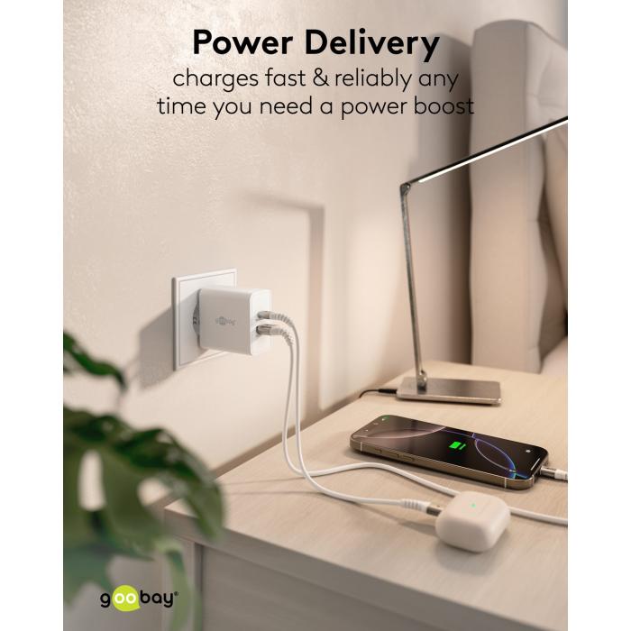 USB-C PD + USB-A GaN laddare 65W vit @ electrokit (5 av 5)