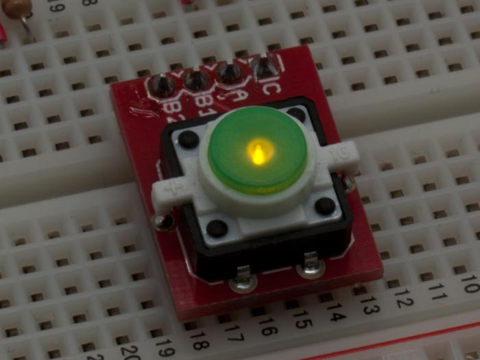 Tactile switch PCB 12x12x7mm LED green @ electrokit (2 of 4)