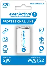 Laddbart 9V batteri 320mAh everActive @ electrokit