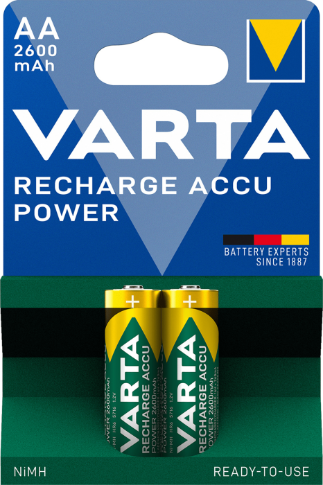 NiMH AA batteri laddbart 1.2V 2600mAh Varta 2-pack @ electrokit (1 av 2)