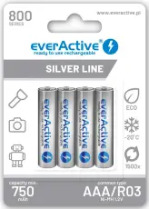 Laddningsbara AAA batterier 800mAh everActive 4-pack @ electrokit