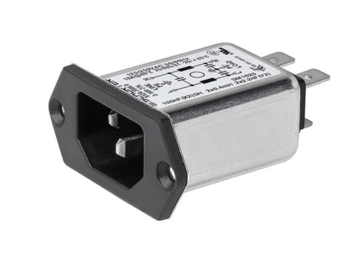 Apparatintag C14 10A 250VAC nätfilter @ electrokit (1 av 1)