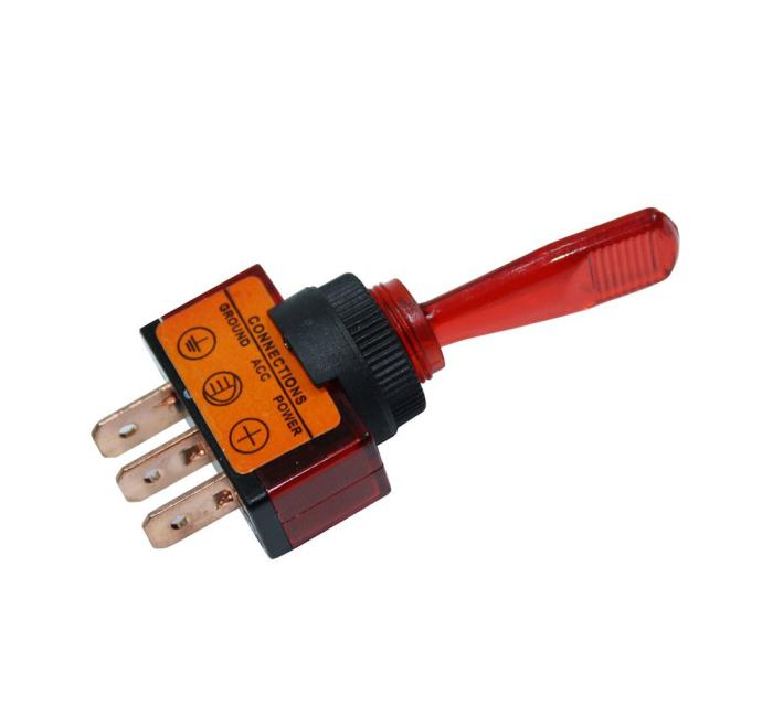 Vippströmställare lång arm, med röd lampa on-off 12V @ electrokit (2 av 4)