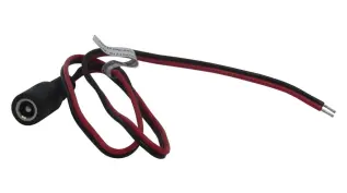 DC-kabel 2.5/5.5mm hona till open end 0.5m svart/röd @ electrokit