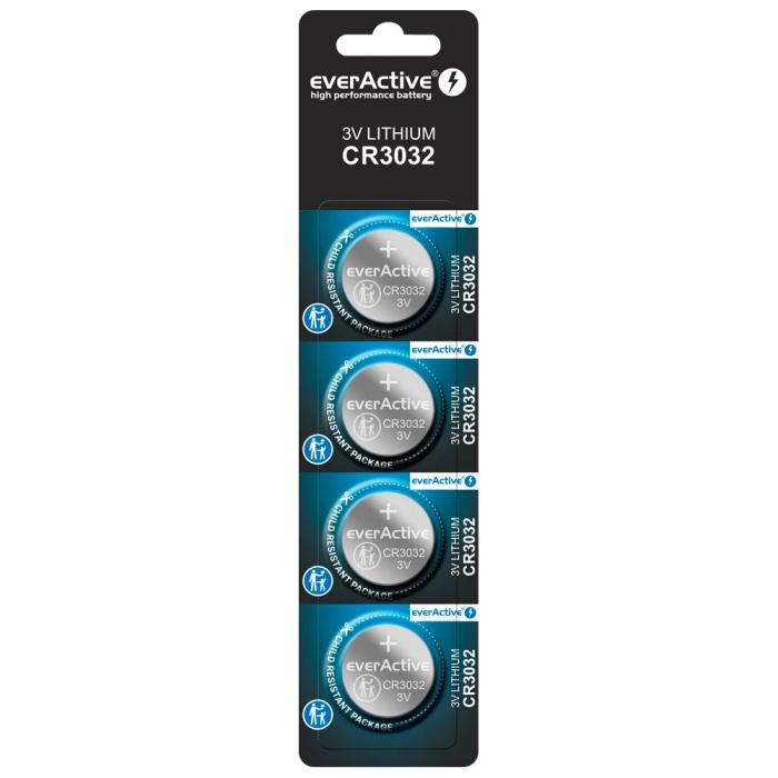 CR3032 batteri litium 3V everActive 4-pack @ electrokit (1 av 1)