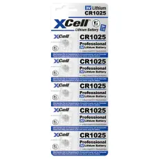 CR1025 batteri litium 3V Xcell 5-pack @ electrokit