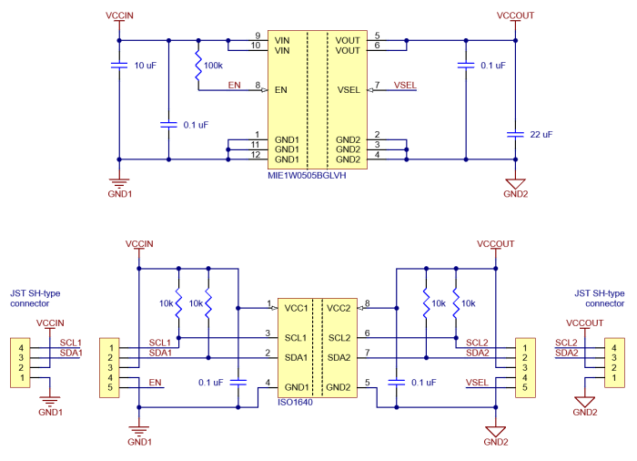 I2C-isolator med strömförsörjning 3.3/5V 200mA @ electrokit (9 av 9)