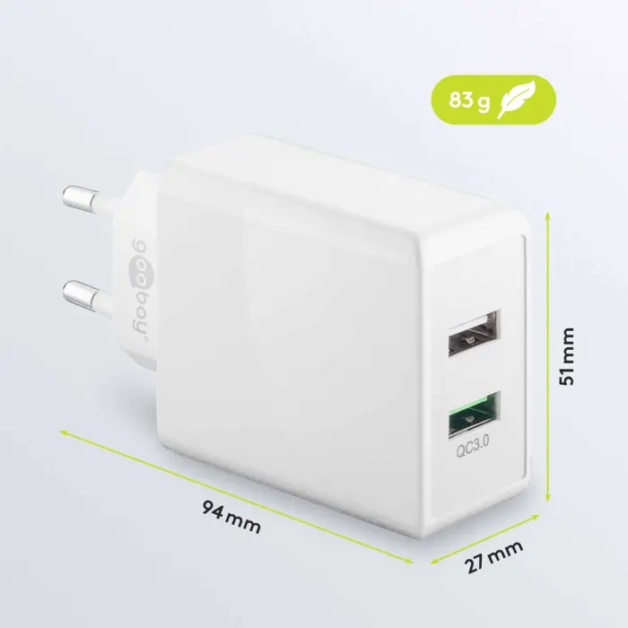 USB snabbladdare QC 3.0 28W vit @ electrokit (3 av 4)