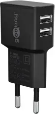 2-port USB-laddare 12W 2.4A svart @ electrokit