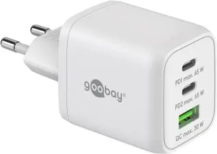 USB-C PD multiport GaN laddare 65W vit @ electrokit