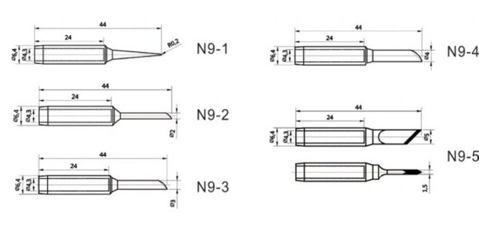 Lödspets N9-1 för ZD-8901 ZD-8916 ZD-8936 1mm konisk @ electrokit (3 av 3)