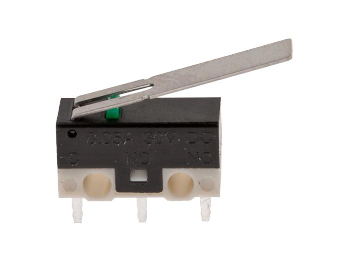 Mikrobrytare 50mA on-(on) rak lång arm PCB @ electrokit (2 av 2)