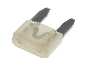 Blade fuse 25A 32VDC - MINI ATM clear @ electrokit