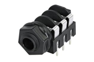 6.3mm female 3-pin stereo chassis PCB switch @ electrokit