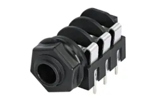 6.3mm female 3-pin stereo chassis PCB switch @ electrokit