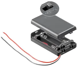 Batterihållare 3x AAA box brytare kabelanslutning @ electrokit