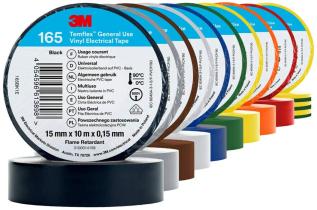 3M Eltejp 15mmx10m 10 rullar blandade färger @ electrokit