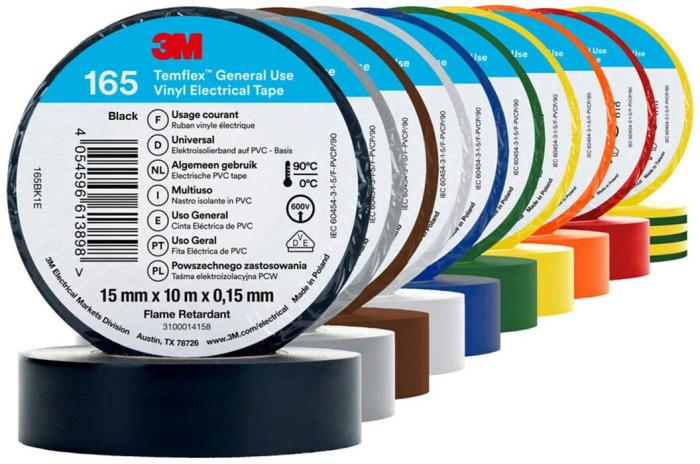 3M Eltejp 15mmx10m 10 rullar blandade färger @ electrokit (1 av 1)