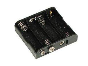 Batterihållare 4x AA kontakt (6F22) @ electrokit