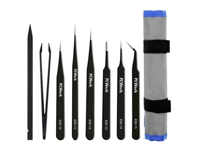 Tweezers set with 8 pcs - ESD @ electrokit (1 of 2)