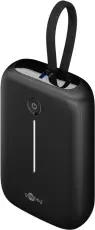 Power bank 10000 mAh USB-C PD + USB-A 20W built-in cable @ electrokit