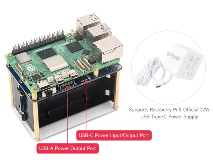 UPS Strömförsörjning 4x 21700-celler för Raspberry Pi @ electrokit (7 of 10)