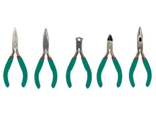 Set med fem tänger CrV-stål @ electrokit