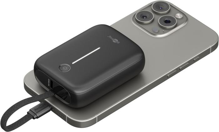 Power bank 10000 mAh USB-C PD + USB-A 20W built-in cable @ electrokit (2 of 9)