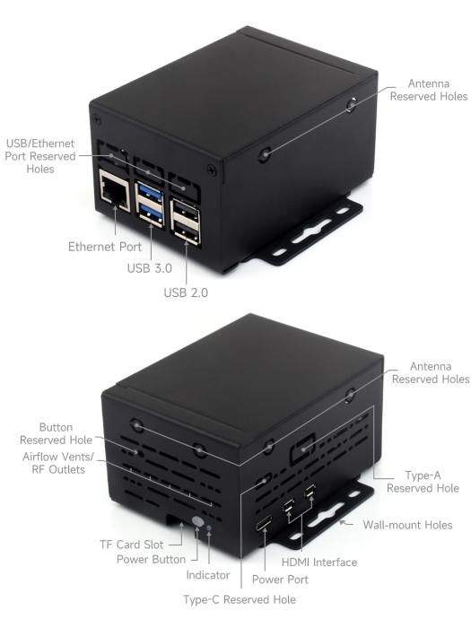 Rymlig inbyggnadslåda för Raspberry Pi 5 - svart metall @ electrokit (4 av 7)