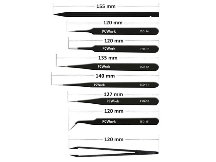 Tweezers set with 8 pcs - ESD @ electrokit (2 of 2)