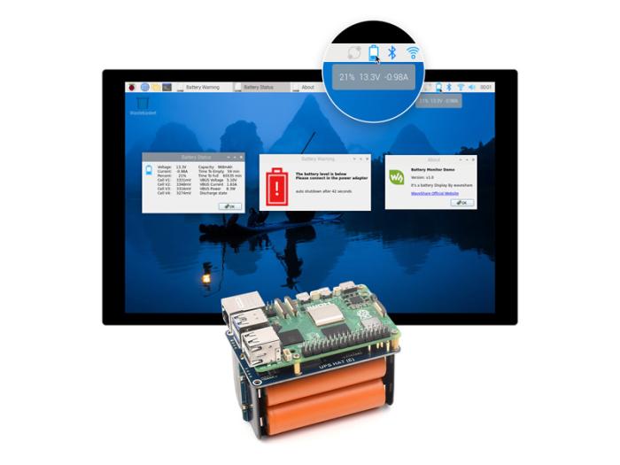 UPS Strömförsörjning 4x 21700-celler för Raspberry Pi @ electrokit (9 of 10)