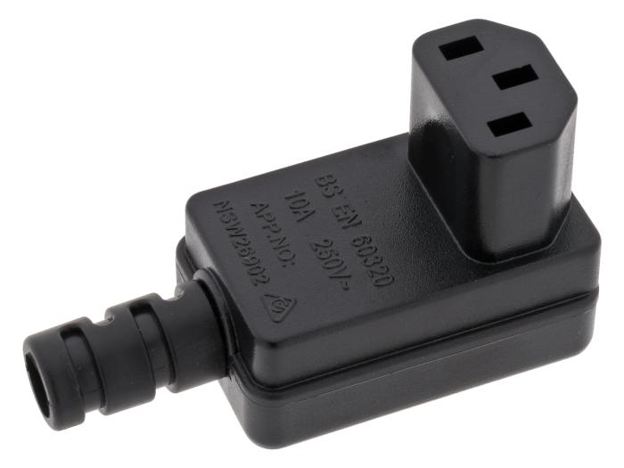 Mains connector IEC C13 10A 250VAC angled @ electrokit (1 of 2)