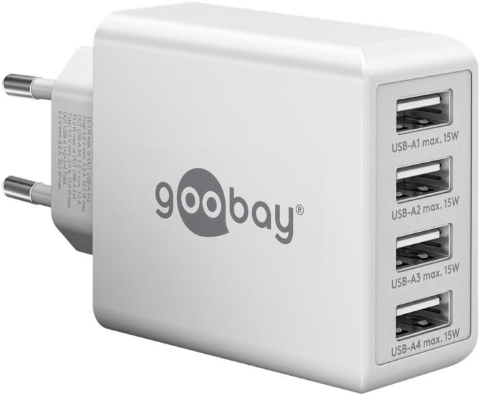 4-port USB-laddare 30W 6A vit @ electrokit (1 av 3)
