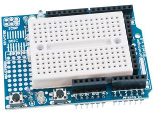 Proto board for Arduino UNO R3/R4 with breadboard @ electrokit